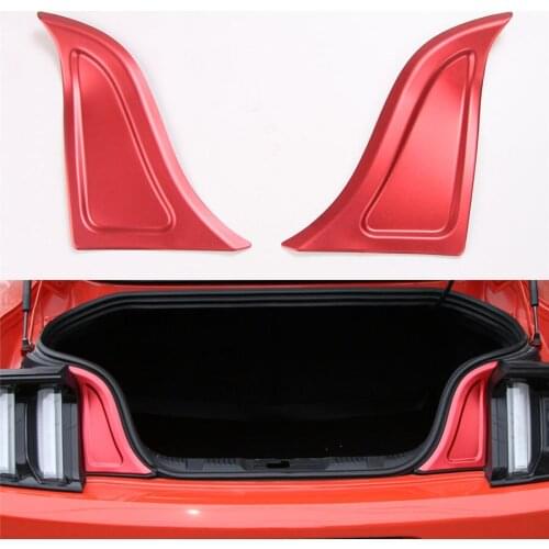 2Pcs Car Interior Rear Tail Trunk Triangle Decor Sequins Trim Protect Cover Sticker Styling For Ford Mustang 2015-2017