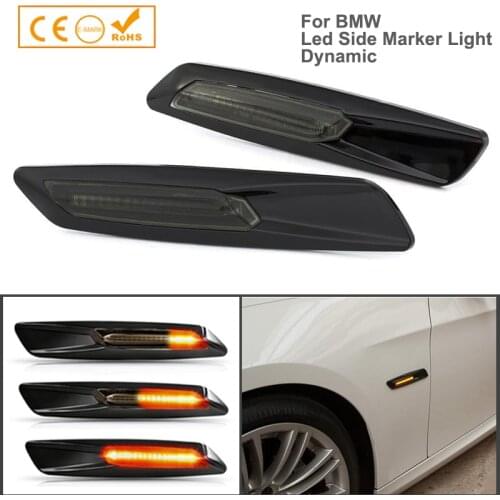 2pcs Amber Dynamic LED Fender Side Marker Turn Signal Light For BMW E83 X3 E84 X1 1 3 5 Series E60 E61 E81 E82 E88 E46 E90 E91