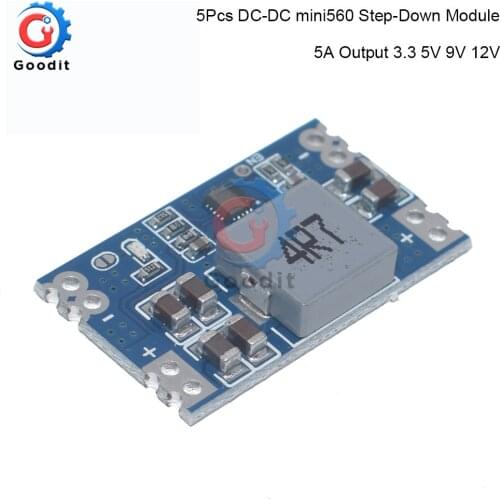 5Pcs DC-DC mini560 Step-Down Module 5A Stabilized Voltage Supply Module Output 3.3 5V 9V 12V