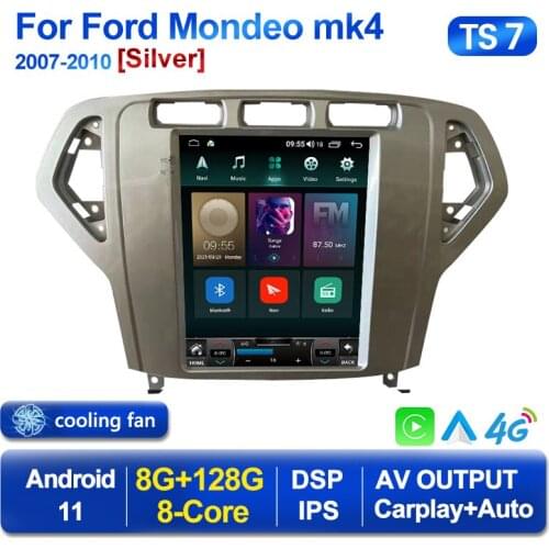 Android 11 IPS DSP Car GPS Navigation Auto Radio For Ford Mondeo Fusion MK4 2007-2010 Vertical Screen Audio Head Unit Silver