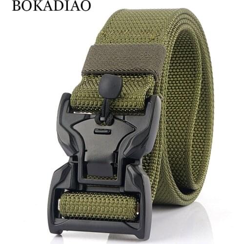 BOKADIAO Army Military Combat man Canvas Belt Magnetic buckle Tactical Belts for men Nylon Outdoor Training Waistband male strap