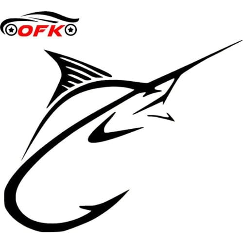 Car Stickers Decor Motorcycle Decals Fish Hook Marlin Decal Fishing Decorative Accessories Creative Waterproof PVC,15cm*12cm