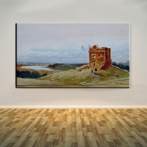 Free Shipping Hand Painted High Quality Modern Living Room Decoration Handmade Impression Europe Castle Oil Painting On Canvas