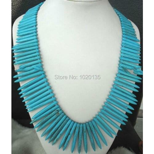Green howlite turquoise necklace graduated bullet 18inch wholesale beads 20-50mm FPPJ
