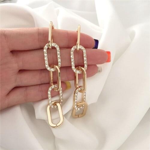 Bohemia Vintage Gold Color Plating Chain Linked Long Drop Earrings For Women Elegant Gorgeous Chunky Decoration Jewelry