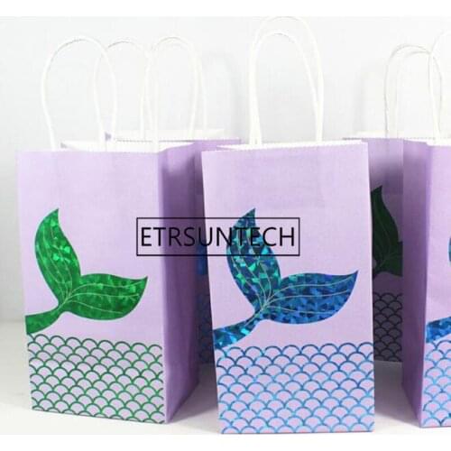 Mermaid Tail Paper Bag Environment Friendly Kraft Paper Bag Gift Bag for Mermaid Theme Party Baby Shower