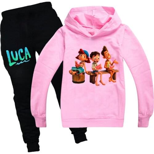 Girl Boys 2021 Spring Autumn movie Luca Cartoon Sports Suit 2pcs Set Tracksuits Kids Clothing Casual Clothes Hoodies+Pants Sets