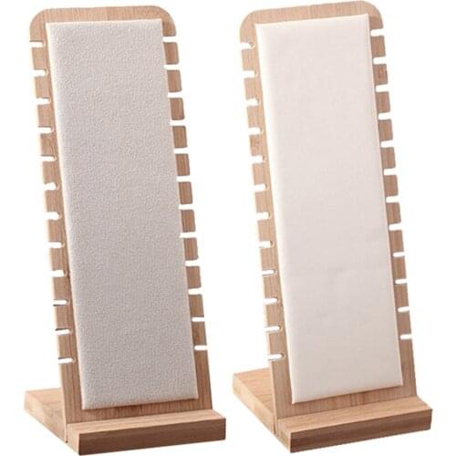 Elegant Jewelry Display Desktop Stand L-Shape Suede Leather Necklace Holder