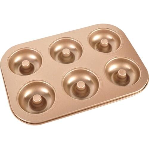 6 Cups Doughnut Making Mold Donut Bagel Maker Pan Tin Cookies DIY Baking Tool, 26.5x18.5cm