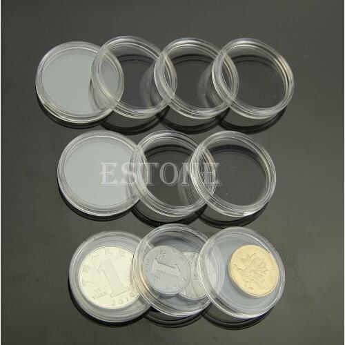 Hot 10pcs 28mm Clear Round Cases Coin Storage Capsules Holder Round Plastic Dropshipping