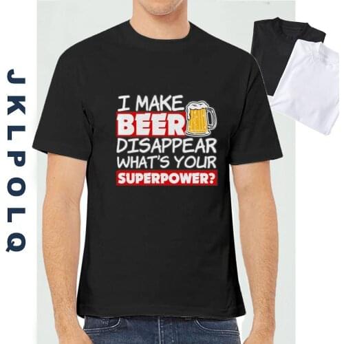 JKLPOLQ Summer Eu SIze XS-3XL Oversized Mens T-Shirt I Make Beer Print Short Sleeve Cotton Graphic Tops