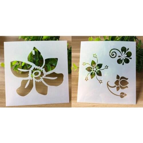2pc Stencils Flower Drawing Scrapbooking Photo Album Decorative Embossing Bullet Journal Stencils Paper Craft Template Reusable