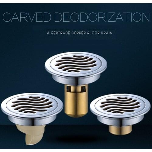 Round Floor Drain Grates Brass Deodorant Bathroom Shower Floor Drain Anti-odor Floor Drain For Family Bathroom