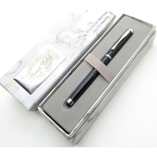 Wings Marble R199 Black Lacquer Chrome Touch Roller Pen | İsme Special Pen | Gift Pen
