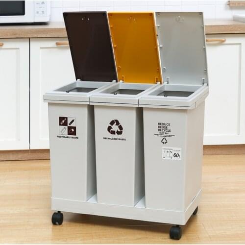 Kitchen White Trash Can Bag Holder Toilet Waste Separation Trash Bin Recycling Innovative Tacho De Basura Cleaning Tools ED50TC