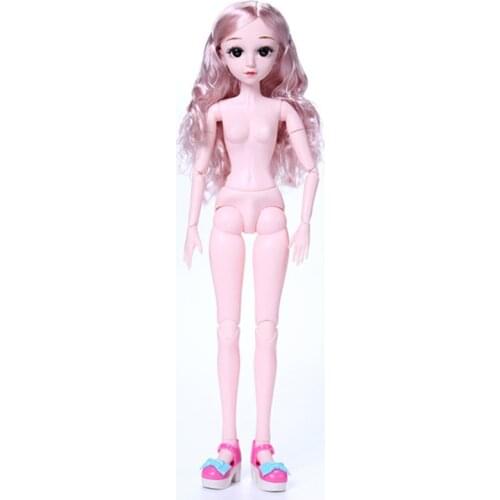 1/3 60cm Bjd Dolls 21 Movable Jointed 3D Eyes Long Wig Hair with Shoes DIY Nake Nuded Female Body Doll Toy for Girls Gift