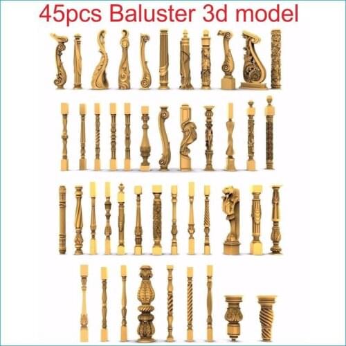 45pcs/set baluster 3d model STL relief for cnc STL format staircase column 3d model for cnc stl relief artcam vectric aspire