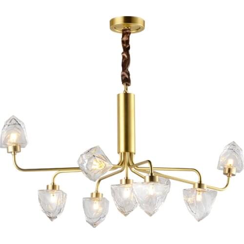 Brass glass chandelier postmodern light luxury small apartment living room lamp molecular lamp Nordic modern minimalist