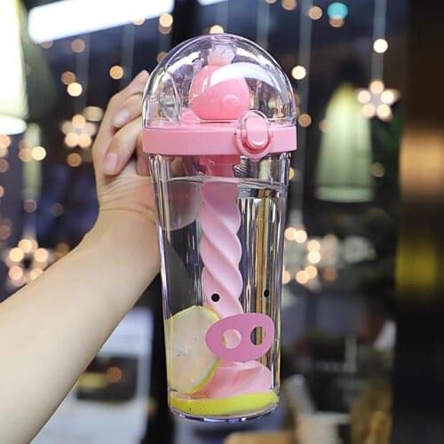 Small Yellow Duck Straw Water Cup Cartoon Animal Plastic Mixing Cup Portable Creative Summer Outdoor Large Capacity Water Glass