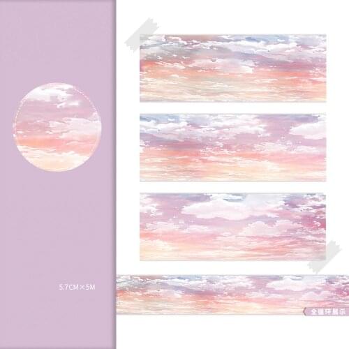 5.7cmx 5meter Pink Puple Sky Washi Masking Tape