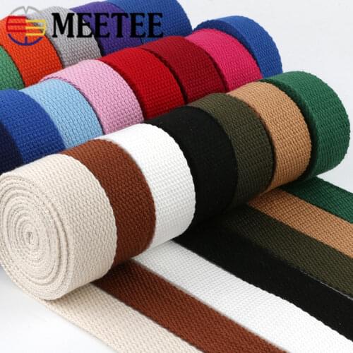 Meetee 50yards 25mm Thicken 2mm Canvas Webbing Ribbon Strap for Backpack Belt Dog Collar Woven Bands Sew DIY Crafts Accessory