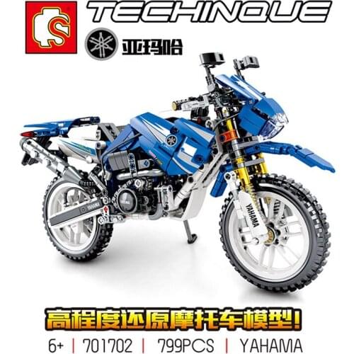 Mechanical password series motorcycle model fit with Lego small particle building blocks assembling inserting educational toys