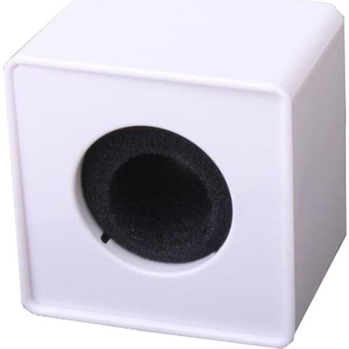 Mic Microphone Interview Square Logo Flag Station 39mm Hole White ABS 1pc