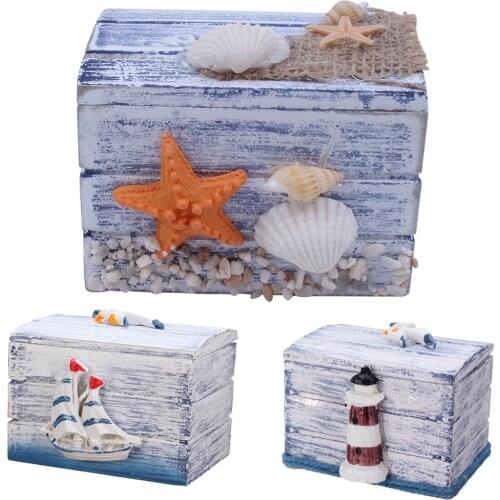 Mini Sea Wooden Pirate Treasure Jewellery Storage Chest Craft Box Case Organiser