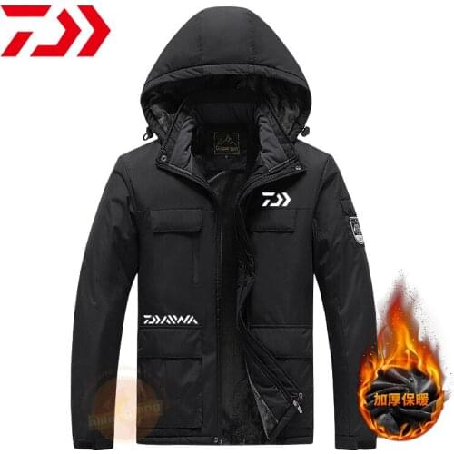 2021 Daiwa Mens Winter Outdoor Sport Hooded Thickening Fishing Jacket Windproof Waterproof Plus Velvet Keep Warm Fishing Jacket