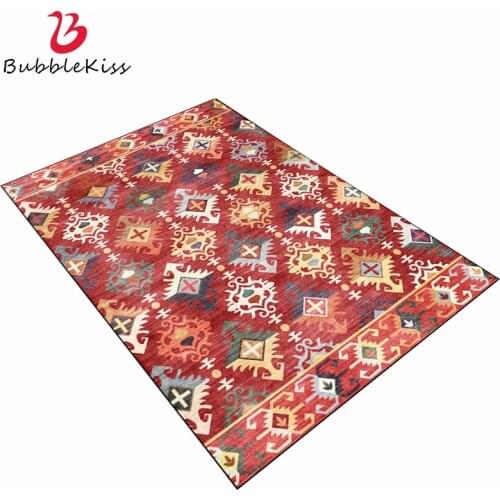 Bubble Kiss Rugs For Bedroom Bohemian Red Stitching Pattern Carpets For Living Room Soft Floor Mat Carpet Home Bedroom Rug