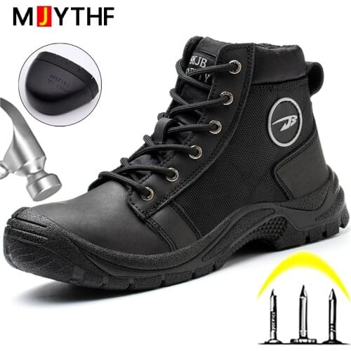 Indestructible Shoes Men Boots European Standards Work Boots Leather Shoes Safety Boots Anti-puncture Industrial Shoes Security