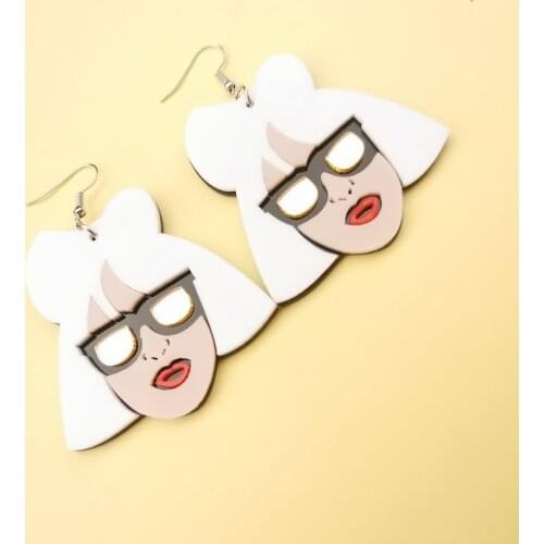 ZiccoWong New Fashion Creative Girls Face Dangle Drop Earring For Women Girl Acrylic Personality Exaggerated Bar Jewelry