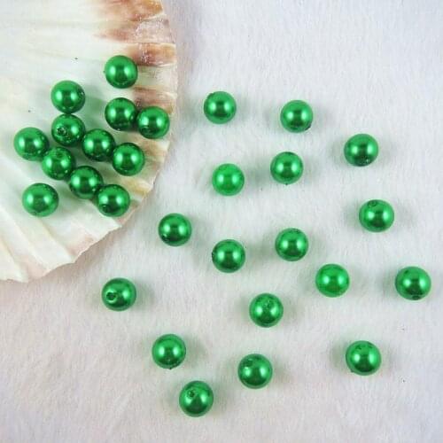 Wholesale 6mm 8mm 10mm 12mm Green ABS Acrylic Loose Beads Faux Imitation Pearl Round Beads PB-11