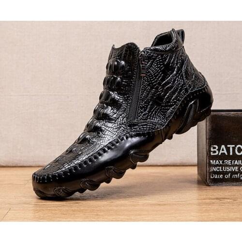 Luxury Crocodile Men Leather Shoes Large Mens Leather Boots High-quality Mens Shoes Zapatillas Hombre Wedding Dress Shoes Men