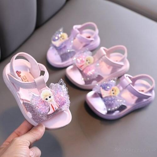 Frozen Elsa Kids Sandals For Girls Princess Shoes Fashion Children Sweet Beach Shoes Girls Toddler Baby Sandals