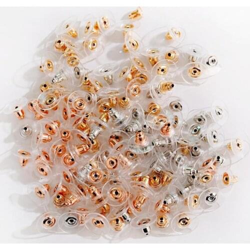 50pcs/lot DIY Craft Accessories Stud Earring Back Gold Silver Color Ear Post Nuts Jewelry Findings Components