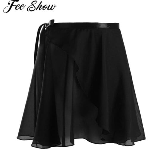 Adults Chiffon Latin Dance Wrap Skirt Ballet Leotards for Women Tutu Skate Gymnastics Wrap Skirt Training Ballet Skirt Dancewear