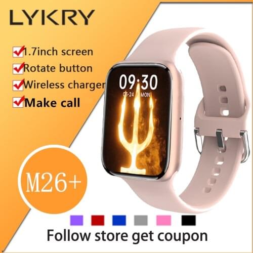 LYKRY M26Plus Smartwatch Men Women 1.77inch iwo15 M26 Plus Bluetooth-compatible Call Wireless Fitness Watches PK iwo 13 w66 HW22