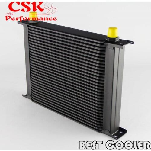 Universal Engine Oil Cooler 30-row 12.9" x 9.68" x 2.00" -AN8/-8AN (3/4 -16) Silver/Black