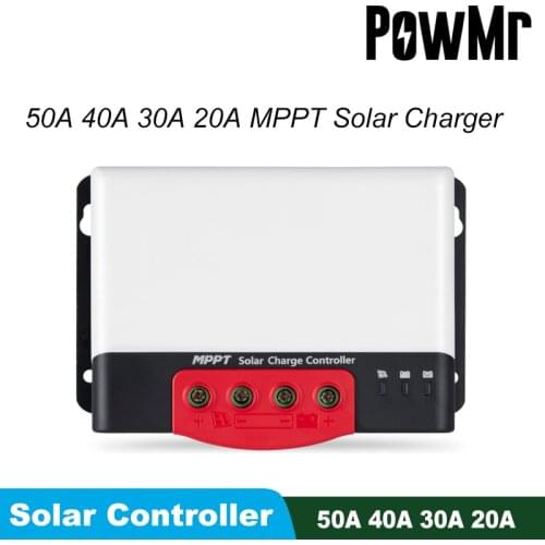 PowMr 50A 40A 30A 20A MPPT Solar Charge Controller 12V 24V Auto for Max 1320V PV Input With Bluetooth Display Battery Regulator