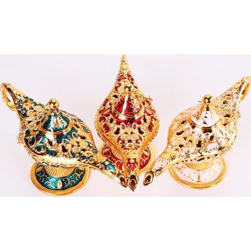 Display Vintage Aladdin Lamp Tea Pot Zinc Alloy Ornament Zinc alloy Middle East Style Crafts Creative Metal Craft