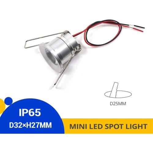 12pcs/lot IP65 Recessed LED Spotlight Small DC12V 1W Ceiling Spot Light Kitchen Bathroom Mini LED Downlighters Hole-cut D25mm