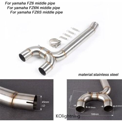 45mm Header Motorcycle Stainless Steel Middle Connecting Pipe Silp on for Yamaha FZ6N FZ6S FZ6 Silencer System