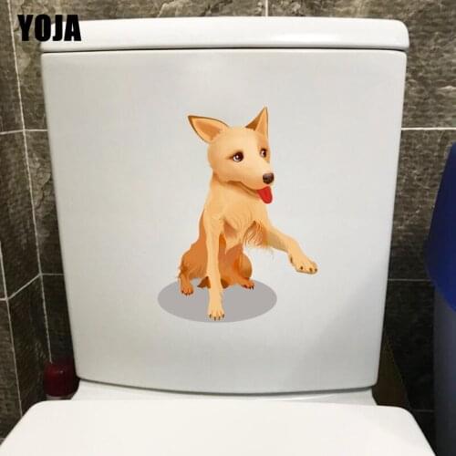 YOJA 16.5*22.1CM Funny Dog Wall Sticker BedRoom Home Decor Toilet Decal Creative Cartoon T3-0621
