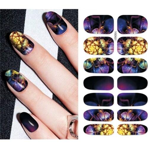Factory Sales New Full Finger Wrap Water Nail Sticker 14 tips Finger Deco 3D Nail Art Sticker Water transfer Nail Decal 500pcs