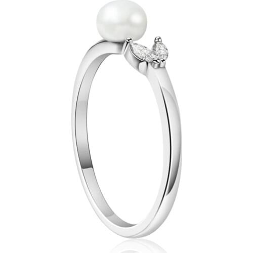 2019 NEW 100% 925 Sterling Silver High Quality Simple Pearl Leaf Ring Fashion Temperament Women Original Jewelry jz321-jz340