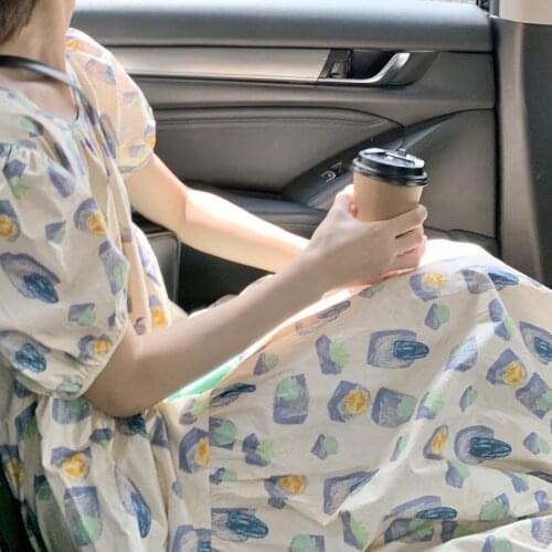 Women dress new style puff sleeve cake dress female summer mid-length temperament thin dress 02-DS-dglyxz