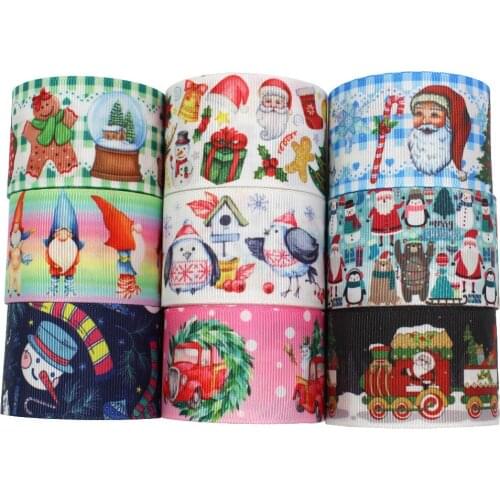 1-1/2” 5yards Christmas printing Grosgrain Ribbons DIY Handmade Child Bow Wedding Decoration Gift Wrap Material L-20929-1118
