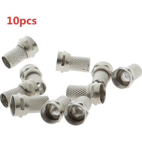 10 Pcs 75-5 F Connector Screw On Type For RG6 Satellite TV Antenna Coax Cable Twist-on