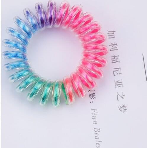 10pcs/lot 3.5CM Child Girls Telephone Cord Elastic Ponytail Holders Hair Ring Accessories Fashion Rainbow Colors Hot Tie Gum